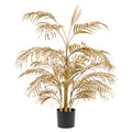 Smaragdgrüne Kunstpflanze Areca Palme 105 cm Goldfarbe