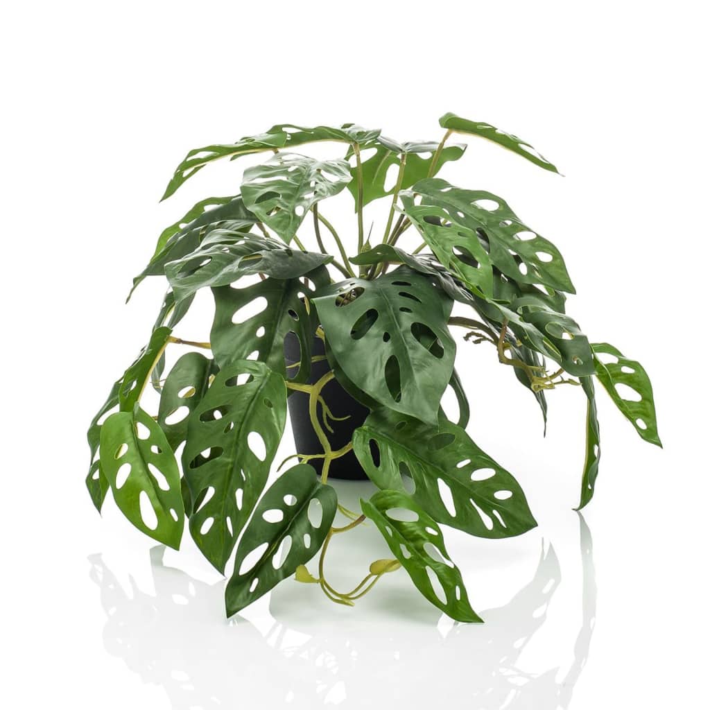 Smaragdgrüne künstliche Pflanze im Topf, Monstera-Strauch, 55 cm
