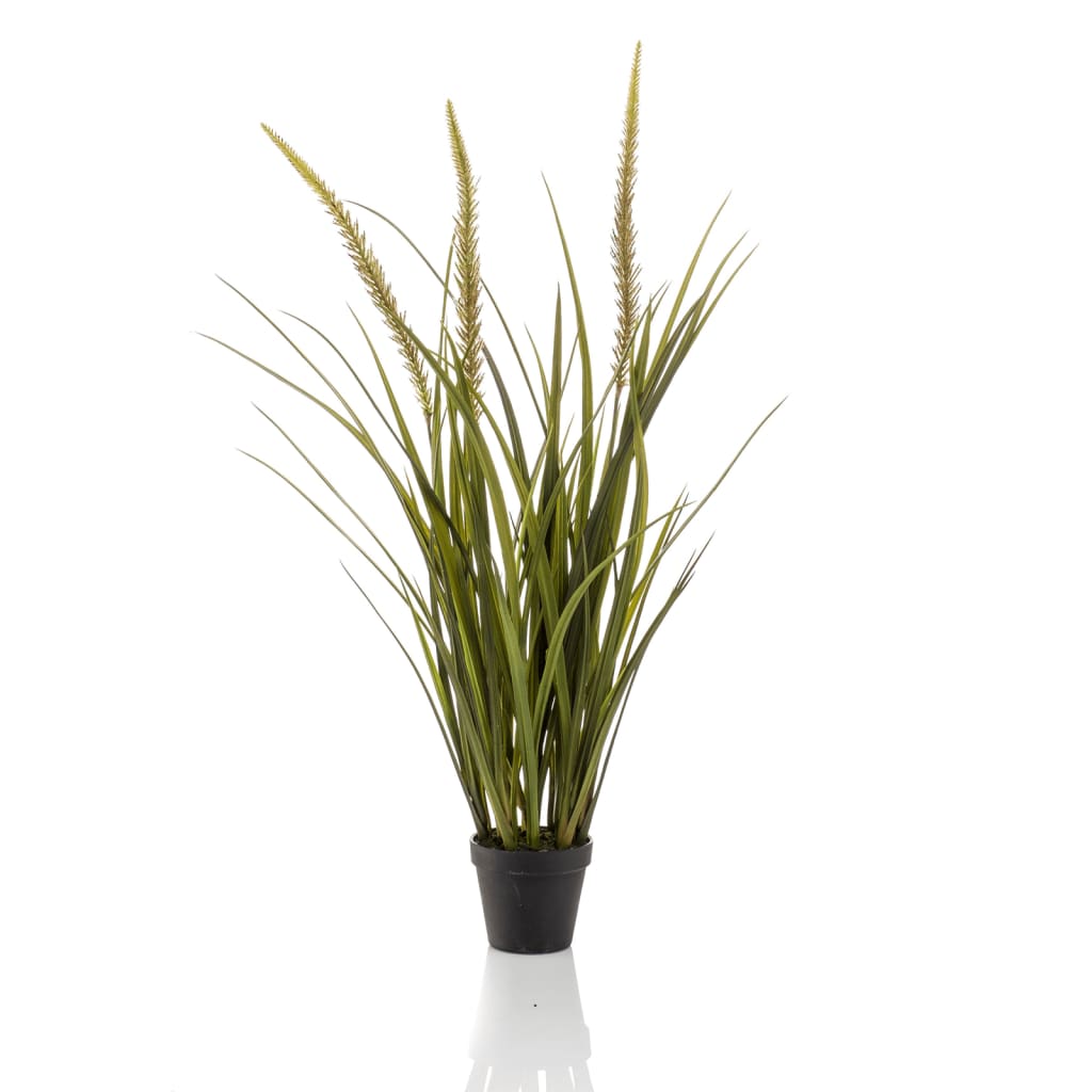 Smaragdgrüne Kunstpflanze im Topf, Fuchsschwanzgras, 90 cm