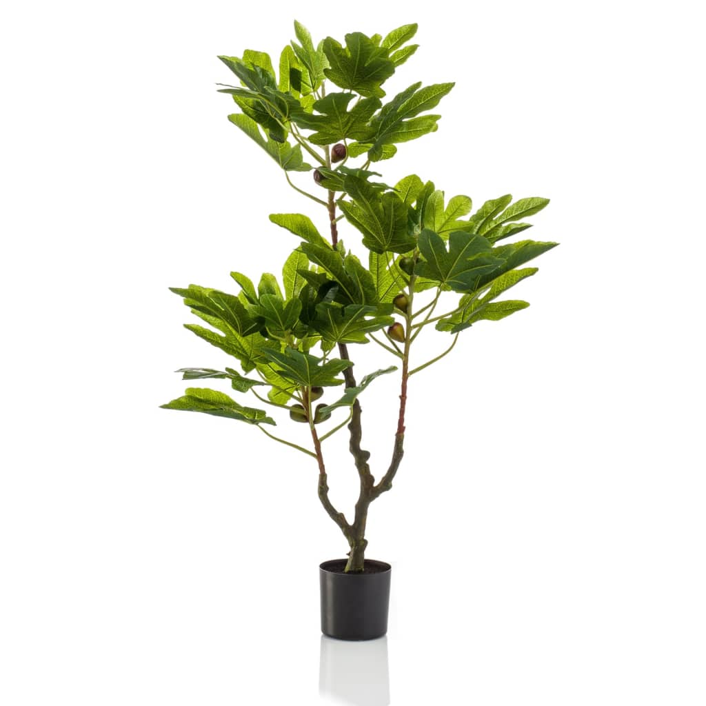 Smaragdgrüne künstliche Pflanze im Topf, Feigenbaum mit Früchten, 95 cm