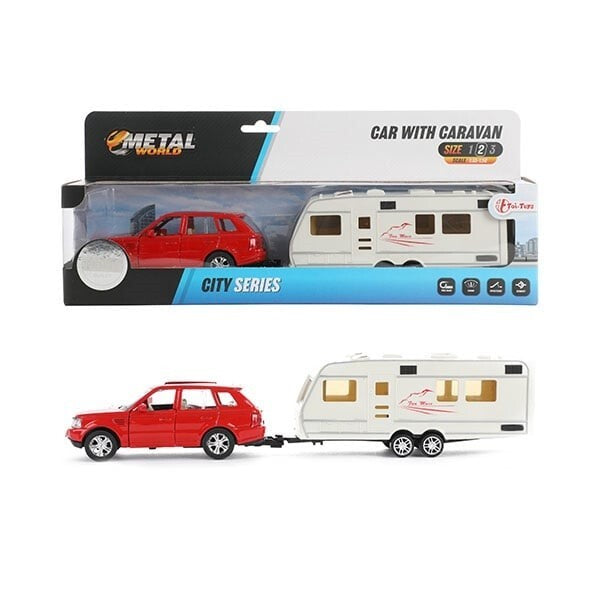 Toi-toys metal pull-back auto met caravan 1:48