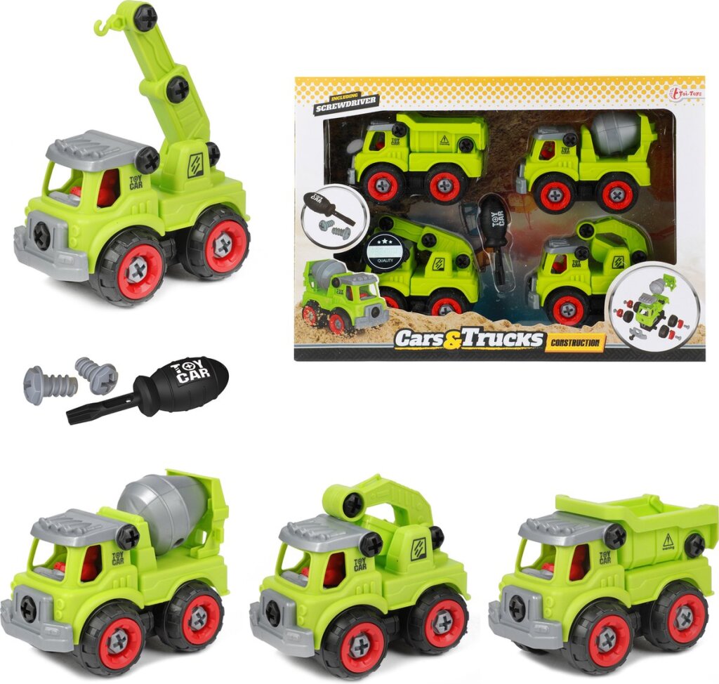 Toi-Toys Autos, Lastwagen, Baufahrzeuge mit Schraubenzieher