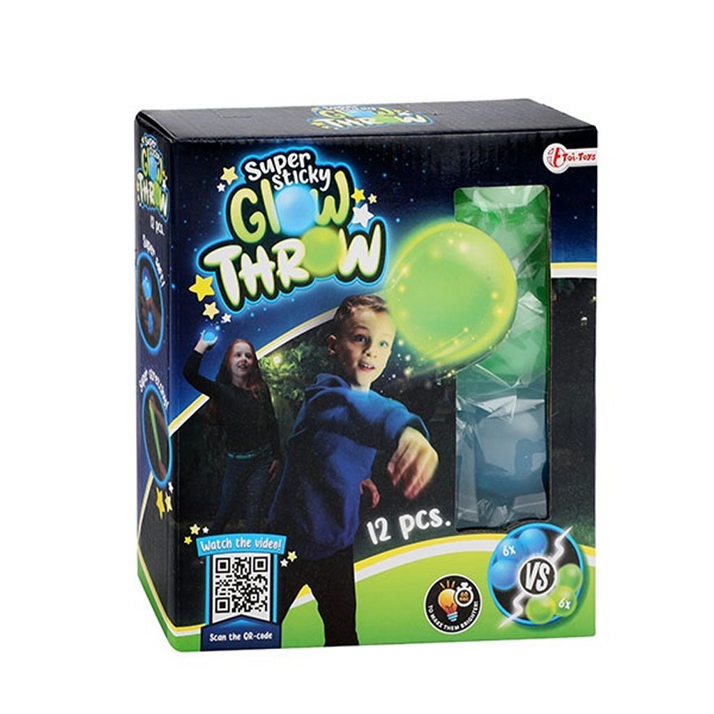 Toi-Toys Klebe-Dehnbälle, die im Dunkeln leuchten, 12 Stück