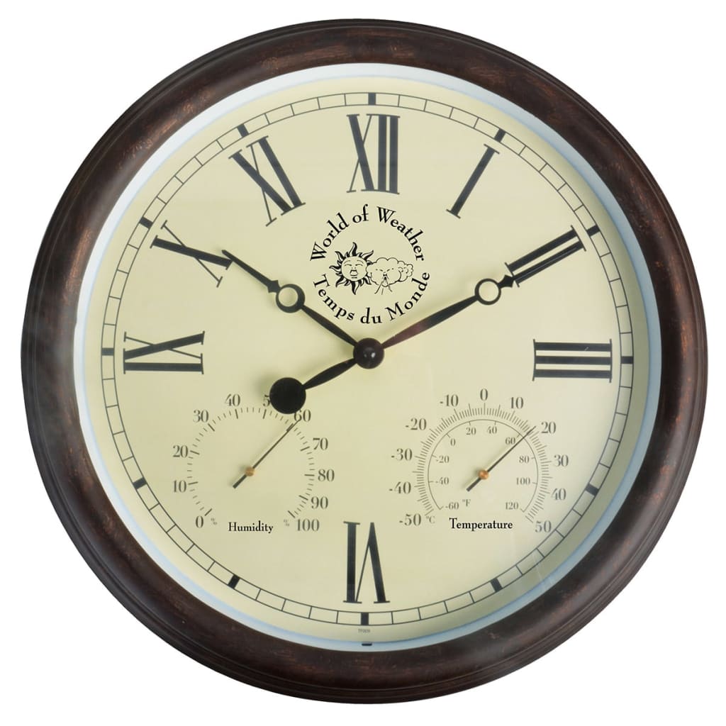 Esschert Design Stationsuhr mit Thermo-Hygrometer 30,5 cm tf009