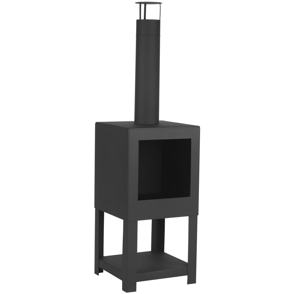 Esschert design tuinhaard met houtopslag zwart ff410