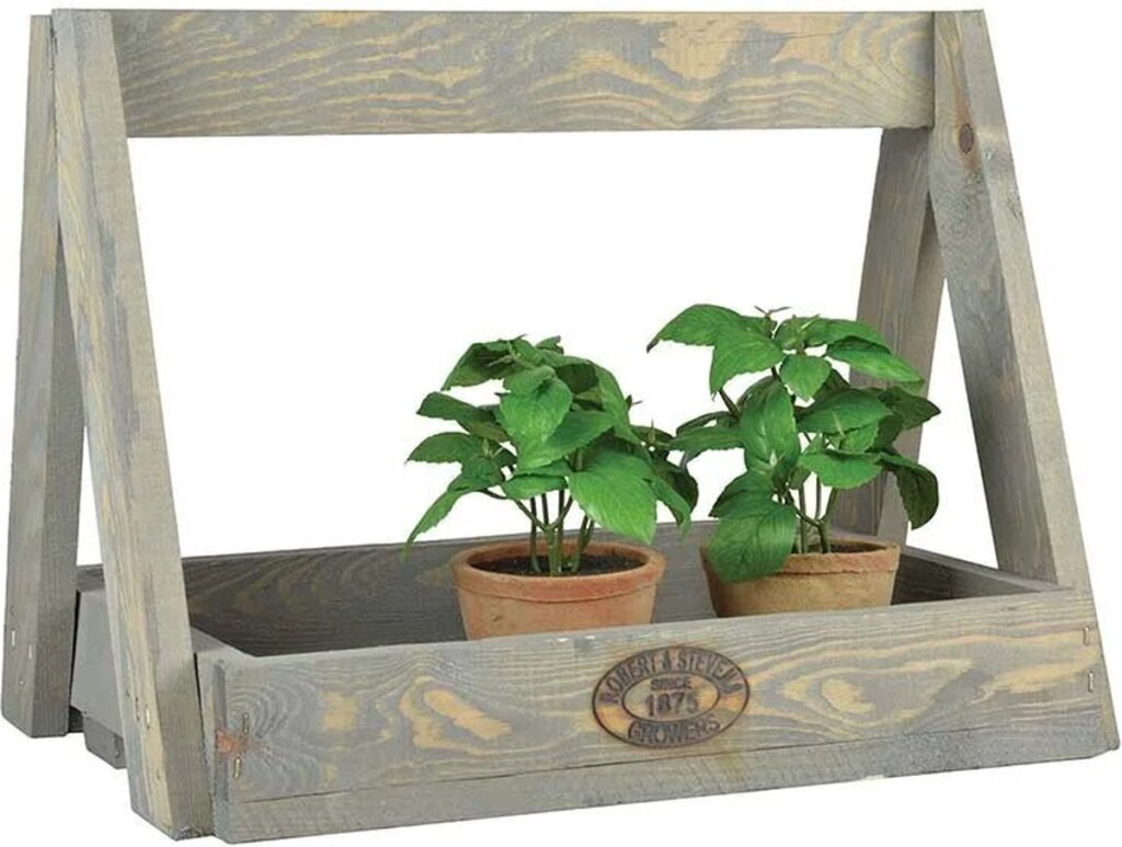 Esschert Design Pflanzenregal aus Holz, 29 x 39,2 x 28,9 cm, grau