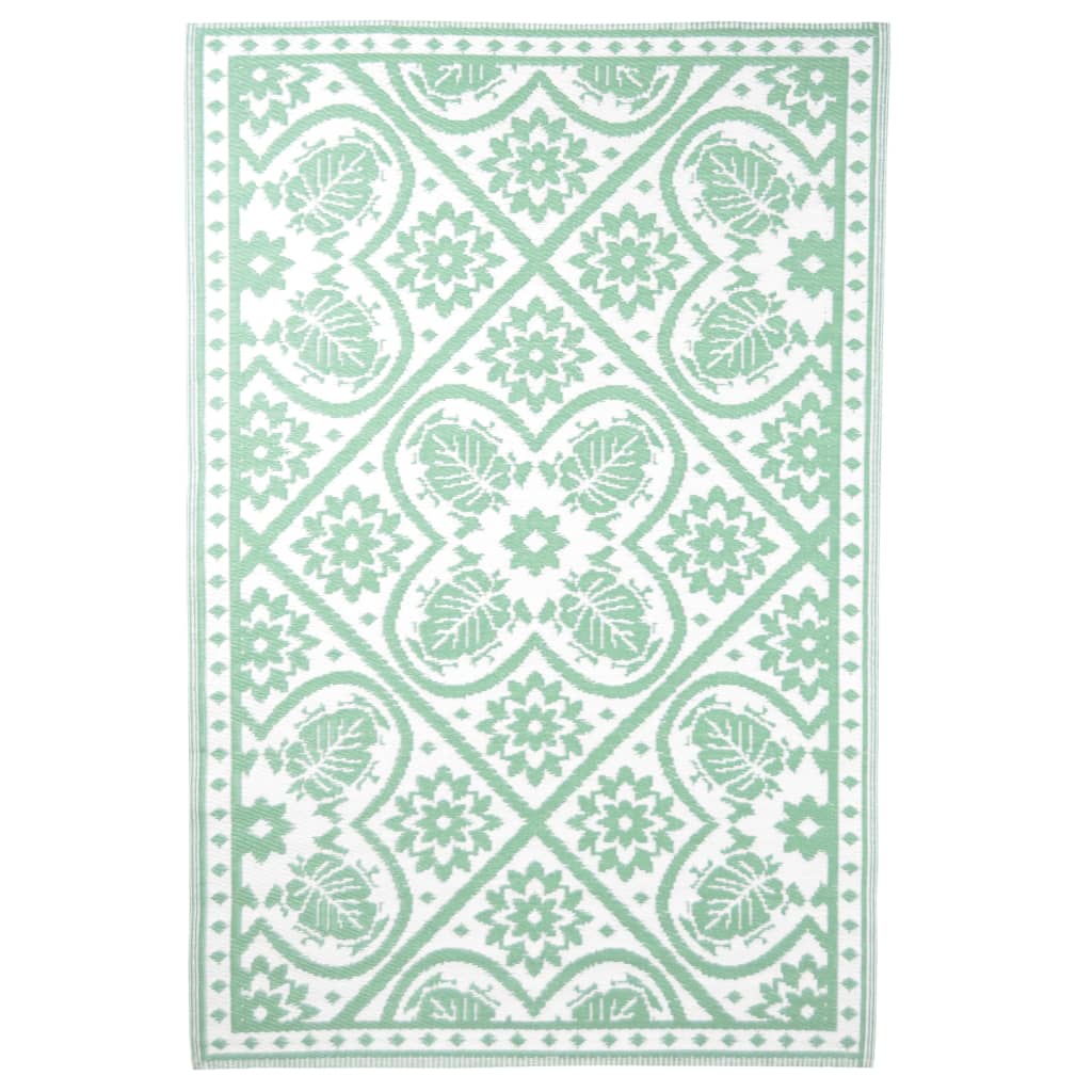 Esschert Design Outdoor-Teppich 182x122 cm grün und weiß