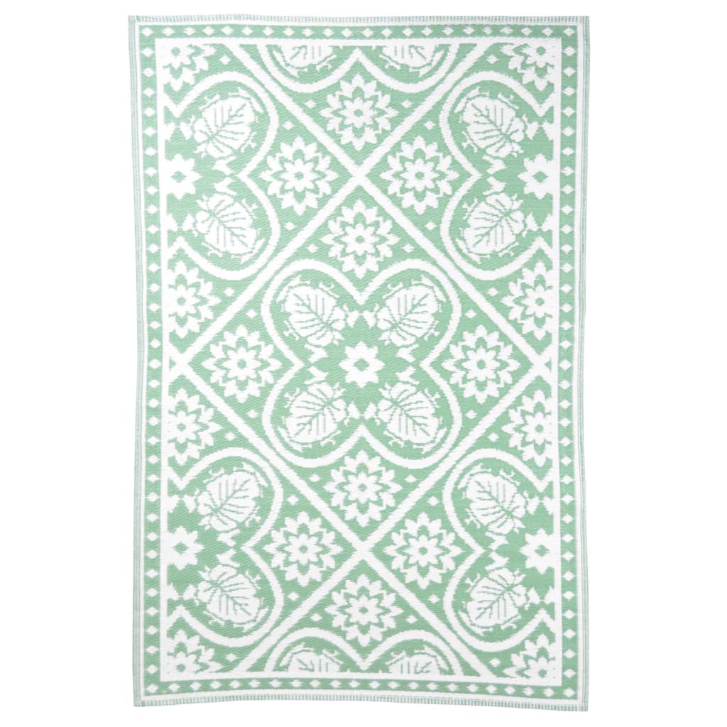 Esschert Design Outdoor-Teppich 182x122 cm grün und weiß
