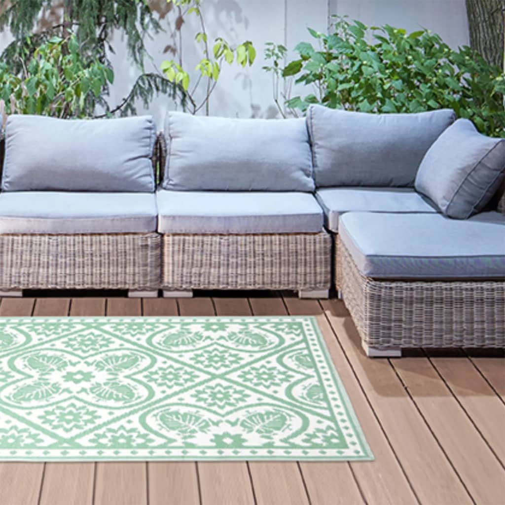 Esschert Design Outdoor-Teppich 182x122 cm grün und weiß