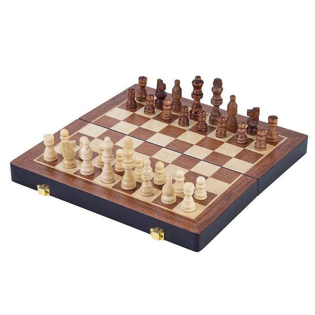 Engelhart essenhouten schaakspel opklapbaar - 30x30x5,5cm