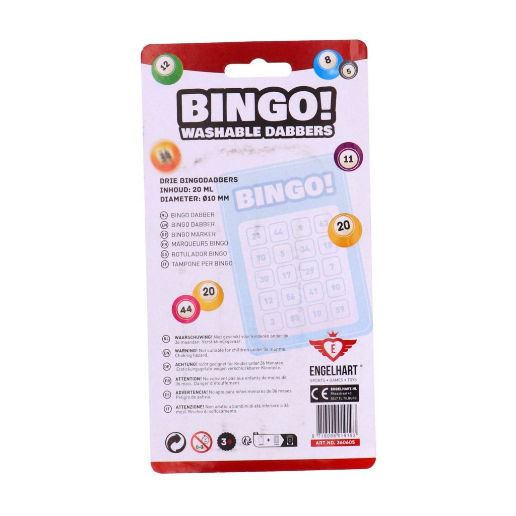 Longfield engelhart bingo stiften 3 stuks rood geel blauw