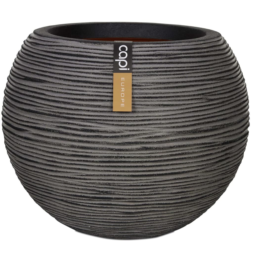 Capi Blumentopf Naturrippe Kugelförmig 40x32 cm Anthrazit Kofz270
