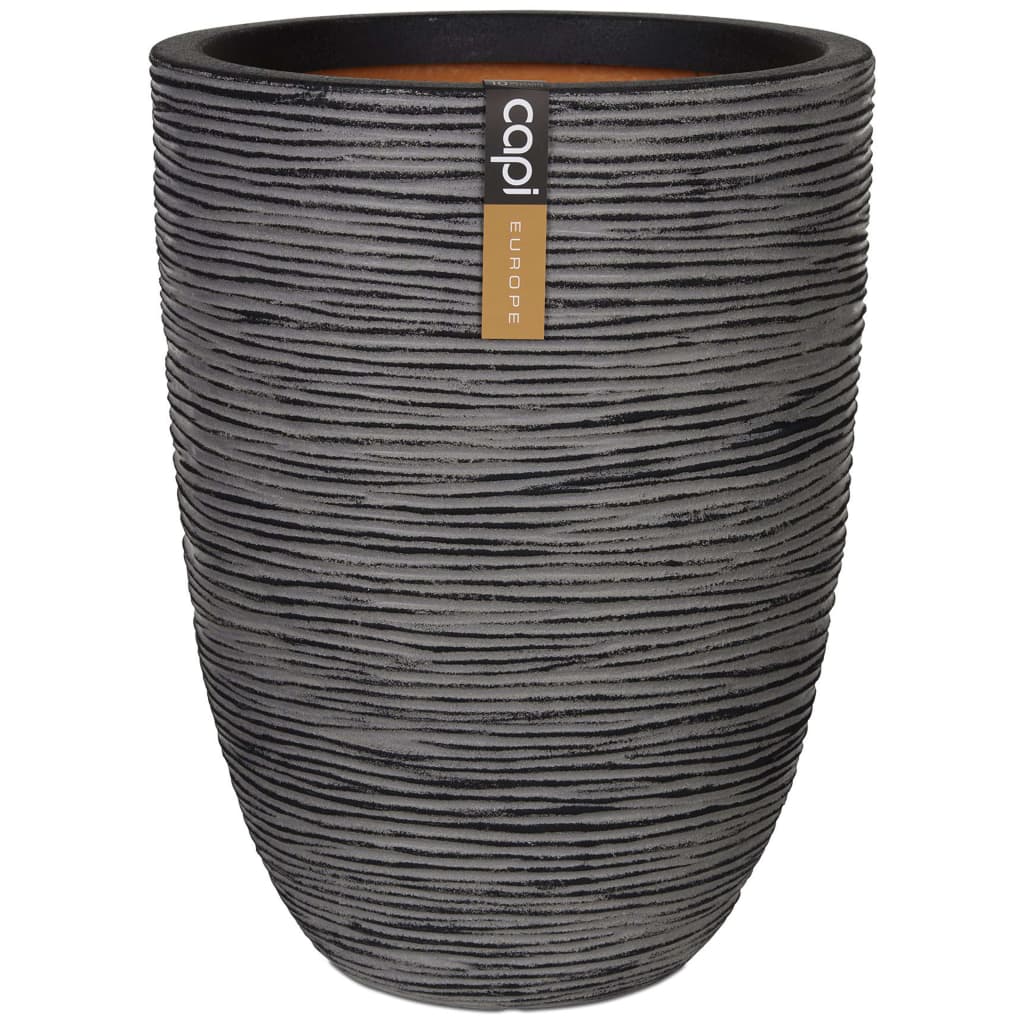 Capi bloempot nature rib elegant laag 36x47 cm antraciet kofz782