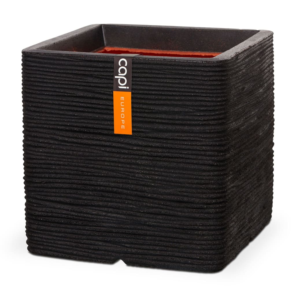 Capi Pflanzkübel Naturrippe quadratisch 50x50 cm schwarz