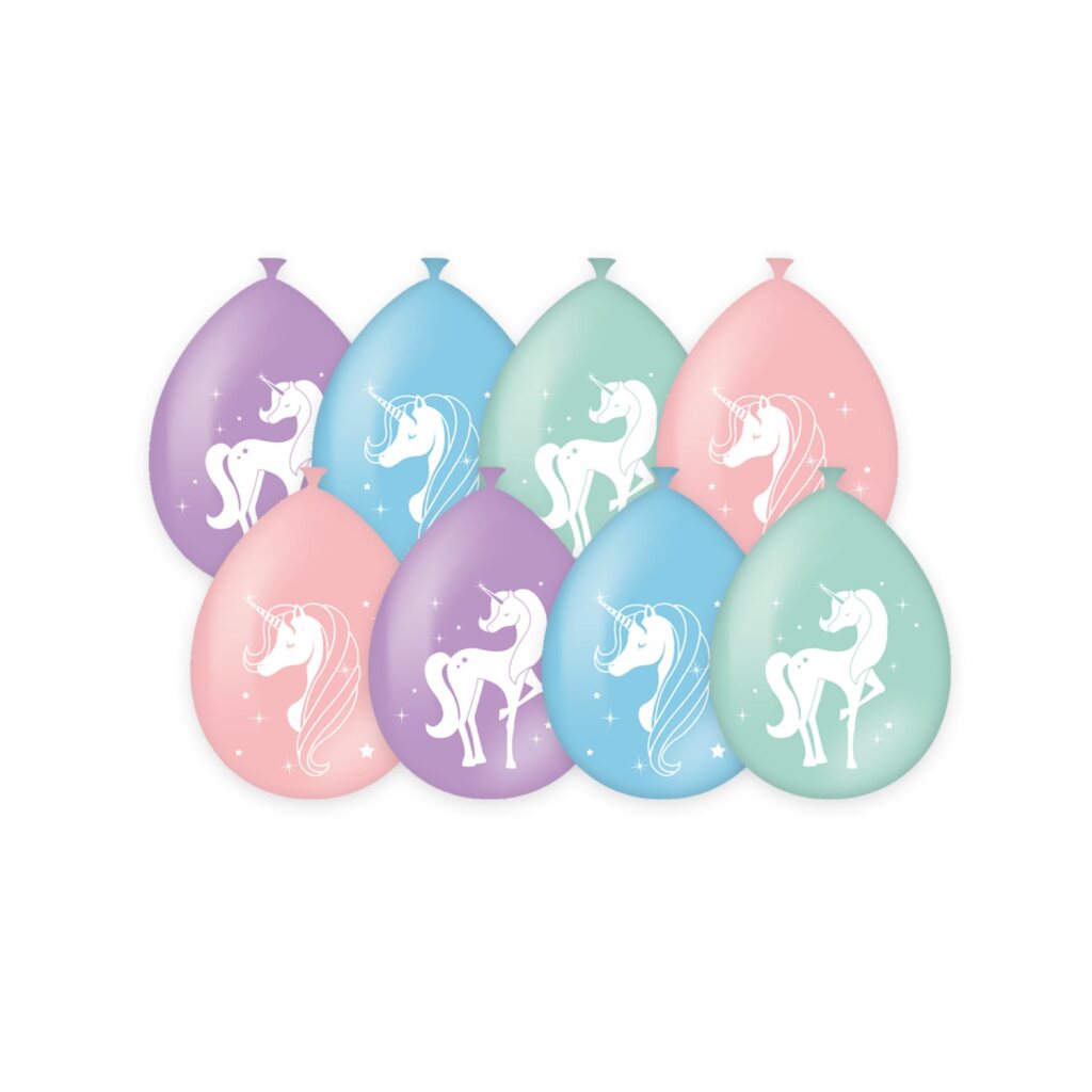 PD-Party Partyballons Einhorn 8 Stück rosa lila blau grün