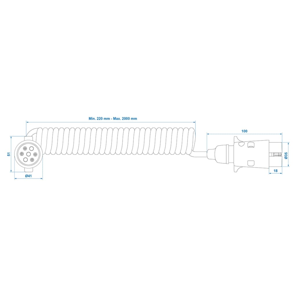 ProPlus Spiralkabel mit 2x7-poligem Stecker, 3 m