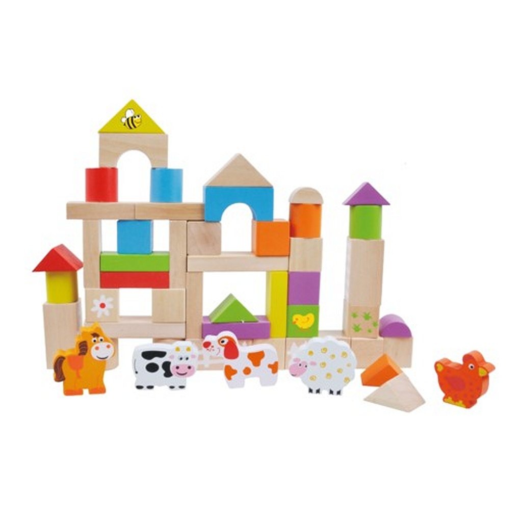 Simply For Kids Holzbausteine ​​und Tiere, 50-teilig