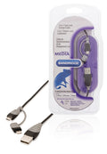 Bandridge BBM39400B10 2-in-1 Daten- und Ladekabel, USB Micro-B Stecker + Lightning Adapter - A Stecker, 1,00 m, schwarz