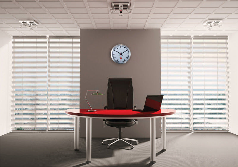 Nextime ne-3999ar wandklok dia. 35 cm, geborsteld aluminium, #039;station #039;