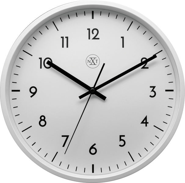 NeXtime NX-7320 Wanduhr, Durchmesser 30 cm, Kunststoff, weiß, weißes Zifferblatt
