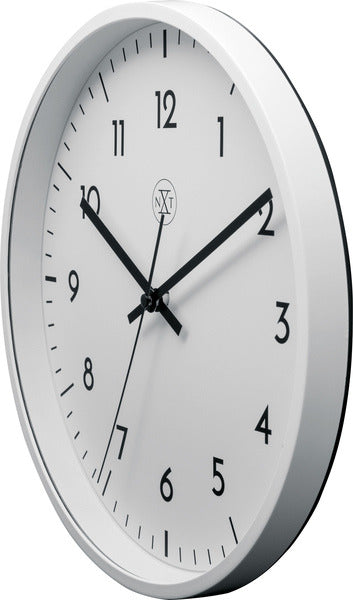 NeXtime NX-7320 Wanduhr, Durchmesser 30 cm, Kunststoff, weiß, weißes Zifferblatt