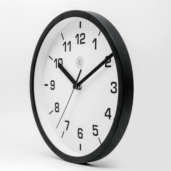 NeXtime nx-7321zw Wanduhr, Durchmesser 20 cm, Kunststoff, schwarz, weißes Zifferblatt