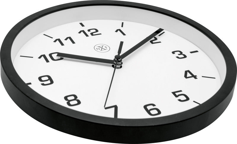 NeXtime nx-7321zw Wanduhr, Durchmesser 20 cm, Kunststoff, schwarz, weißes Zifferblatt