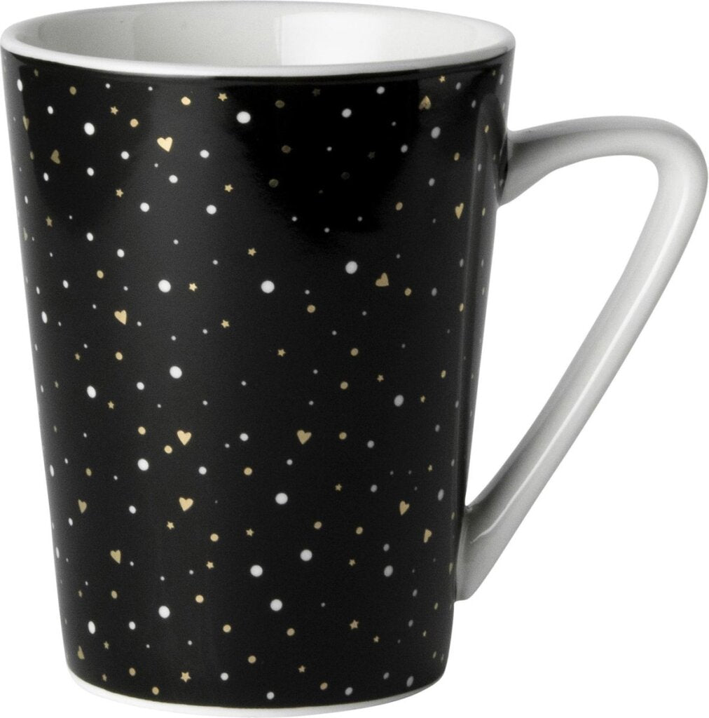 Dutch Rose Loft schwarz-weißer Becher, schwarz mit Glitzer, 31 cl
