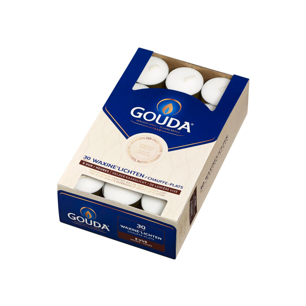 Gouda Teelichter, 8 Stunden Leuchtdauer, 30 Stück pro Packung