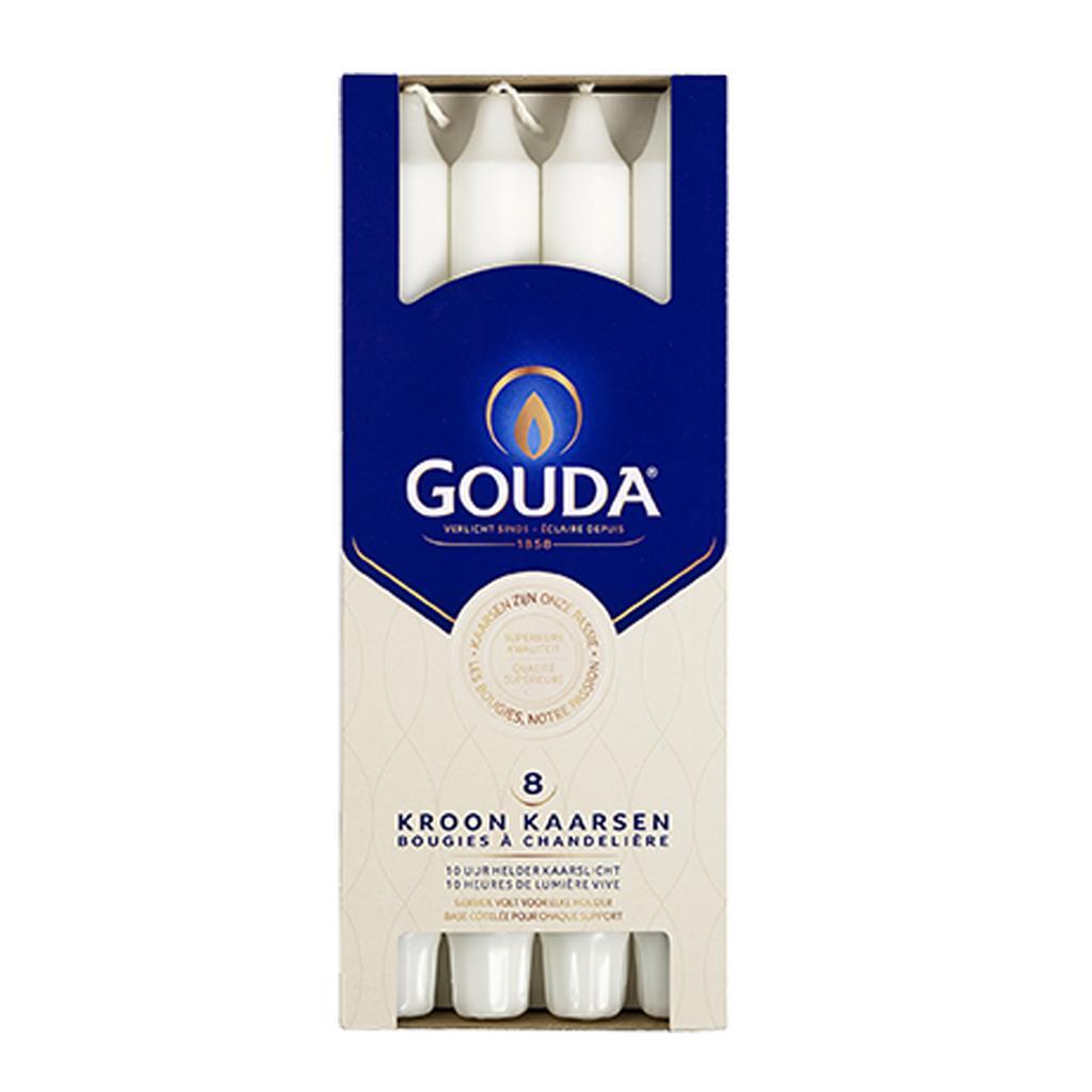 Gouda Crown Kerze weiß 240 24 Schachtel mit 8 Stück