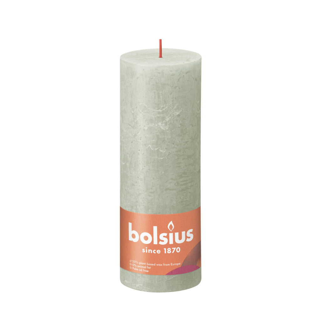 Bolsius rustikale Säulenkerze, hellgrün, 19 x 6,8 cm