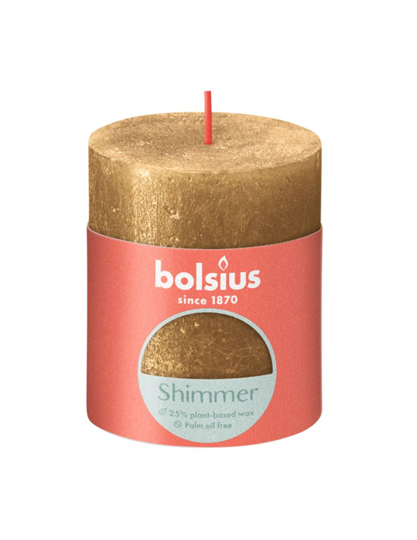 Bolsius rustiek stompkaars shimmer 80 68 - gold