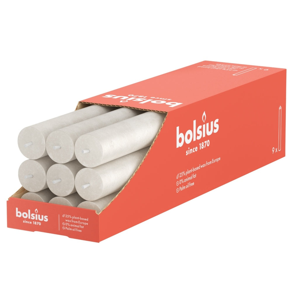 Bolsius rustikale Dinnerkerze sandgrau