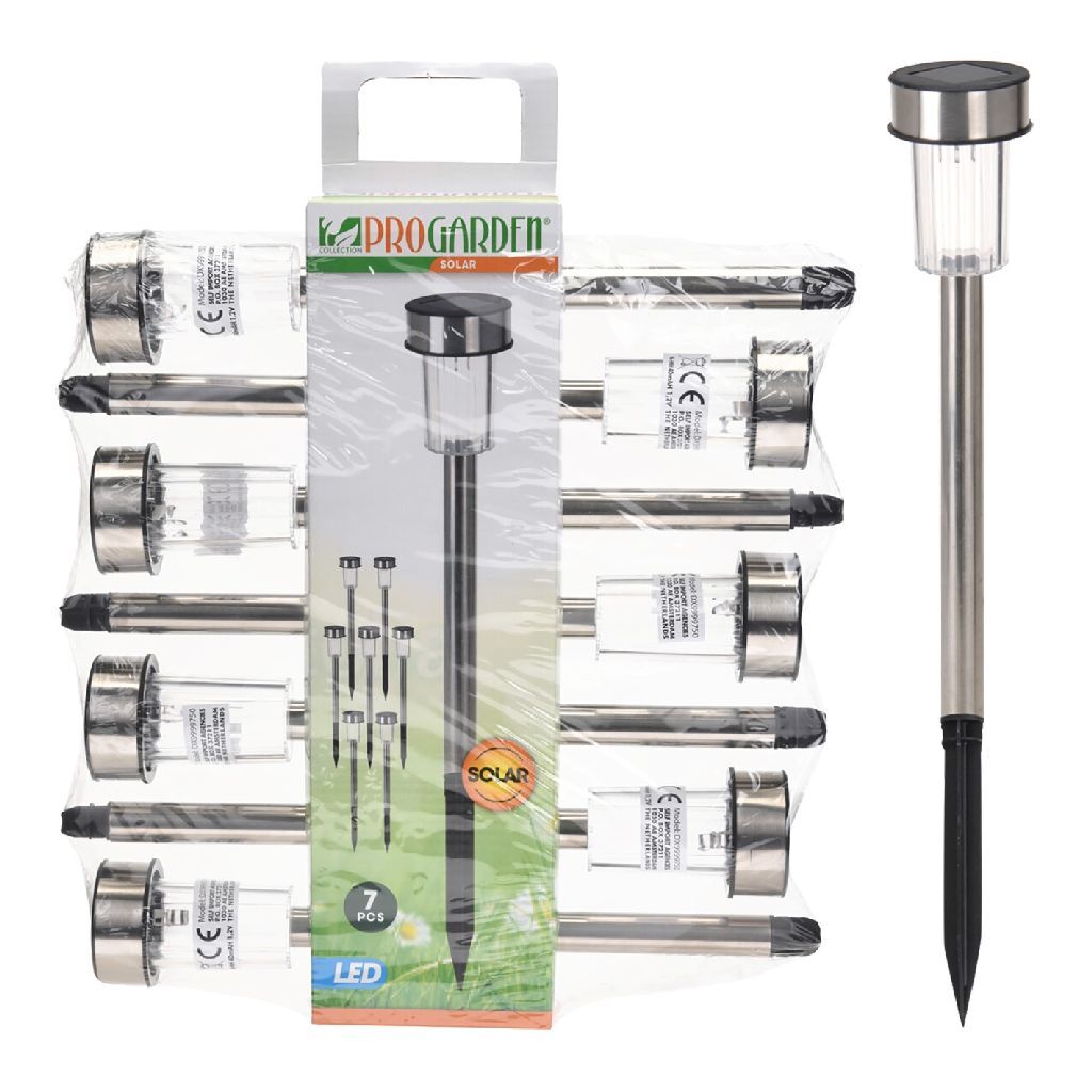 Pro Garden Solarlampe 360 ​​mm Edelstahl, 7-teiliges Set
