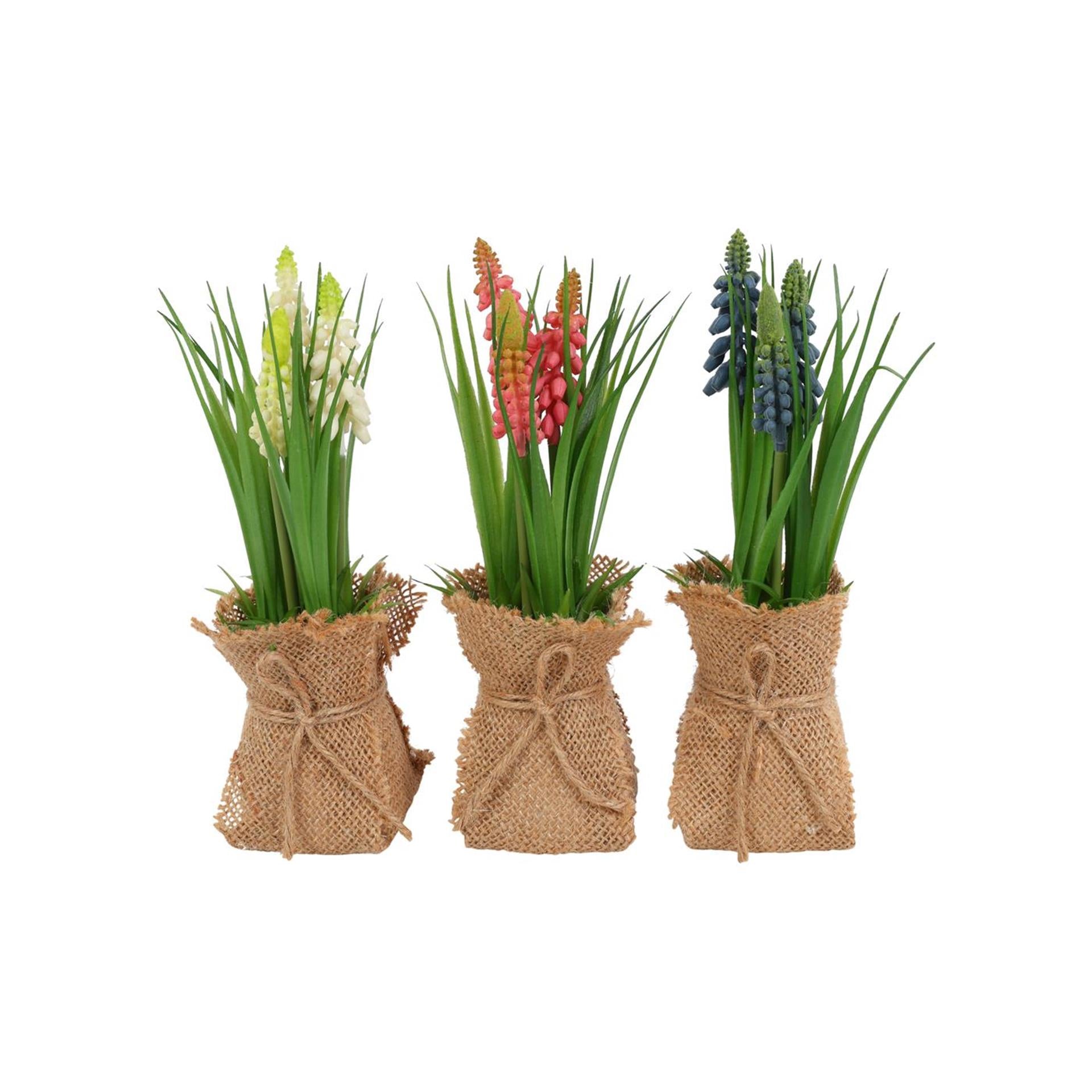 Countryfield kunstbloem in pot muscari h20cm