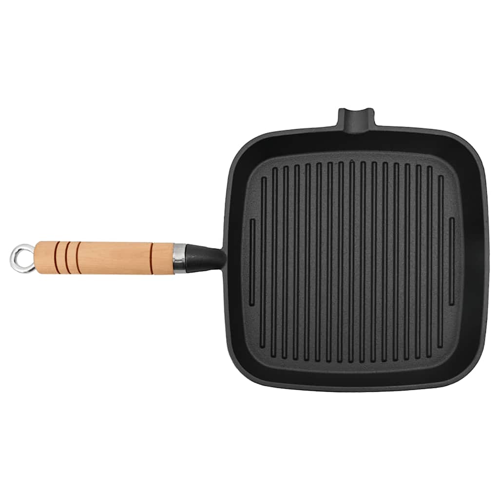 Vidaxl grillpan met houten handvat gietijzer 20x20 cm