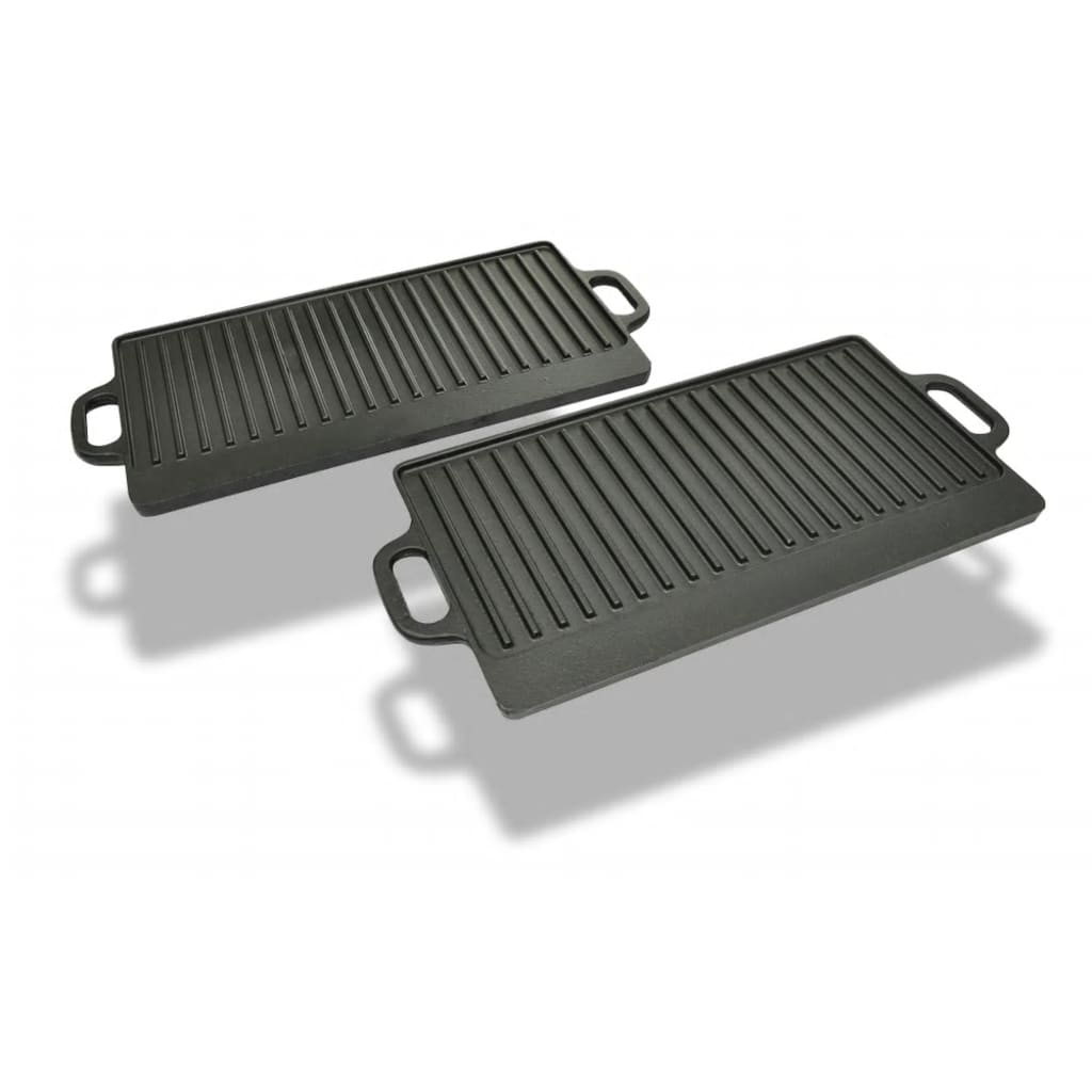 Vidaxx Grillplatte Gusseisen doppelt 38x23 cm 2 Stk