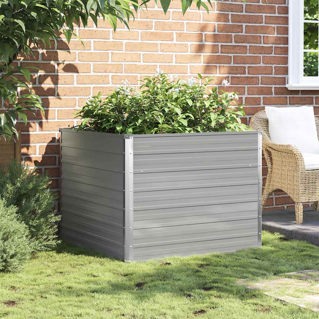 Vidaxl plantenbak verhoogd 100x100x77 cm gegalvaniseerd staal grijs