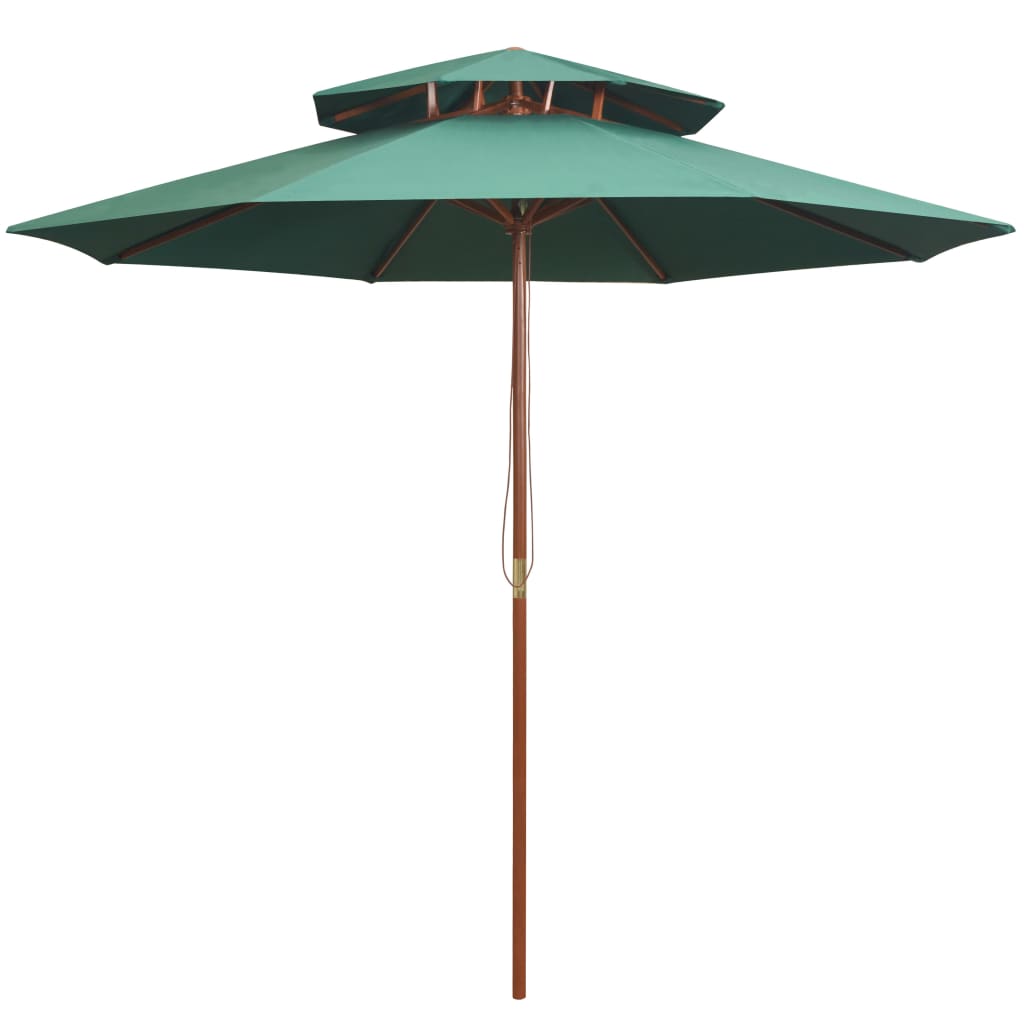 VidaXL Doppeldecker-Sonnenschirm 270x270 cm Holzstange Grün