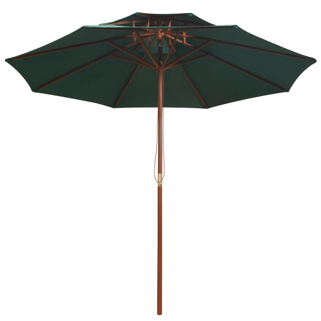 VidaXL Doppeldecker-Sonnenschirm 270x270 cm Holzstange Grün