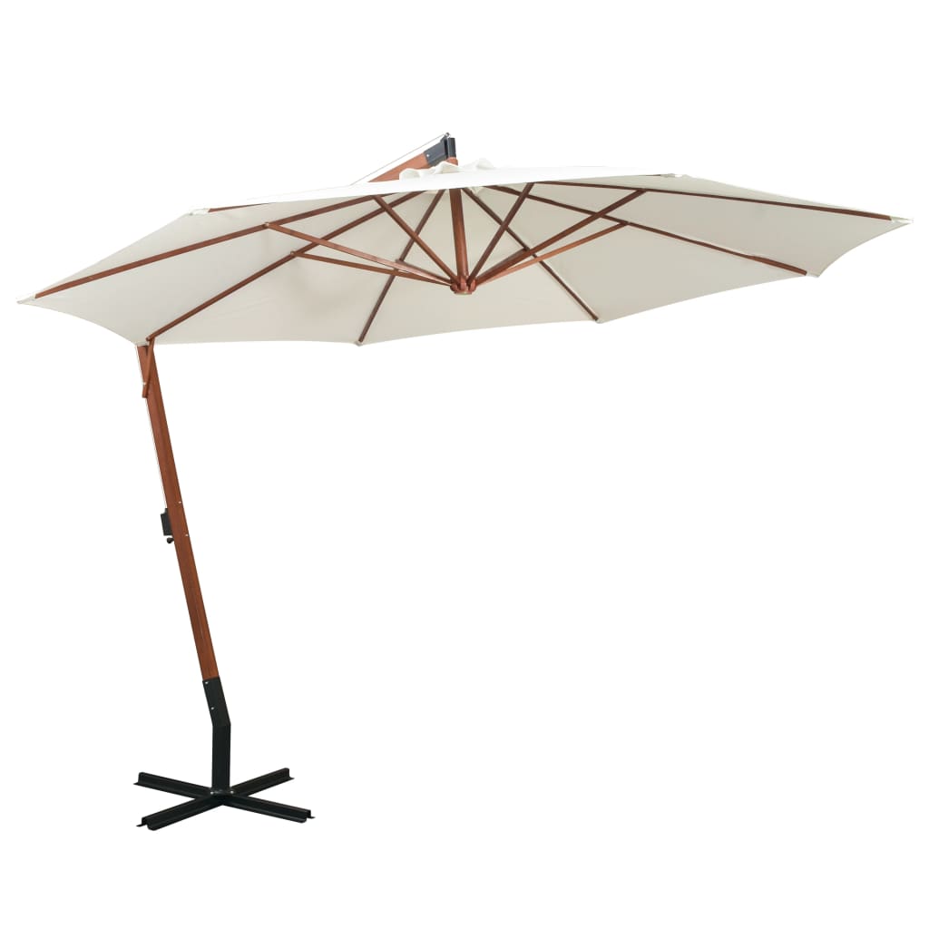 Vidaxl Sonnenschirm mit Holzstange 350 cm weiß