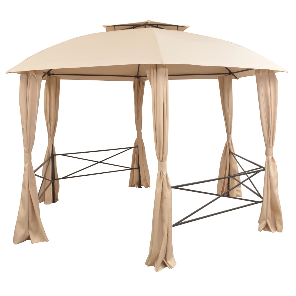 vidaXL Gartenpavillon mit Vorhängen sechseckig 360x265 cm