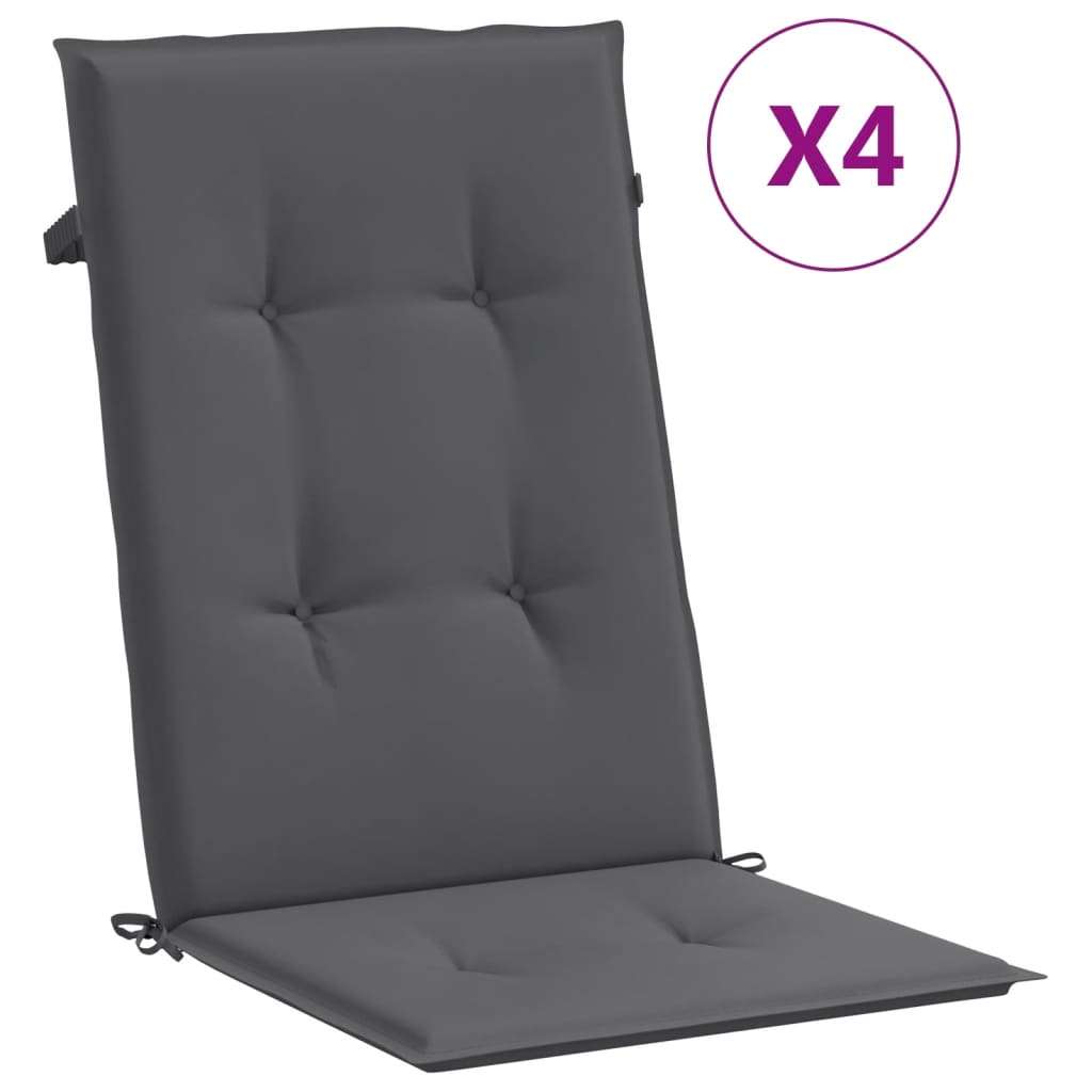 VidaXL Gartenstuhlkissen Rückenlehne 4 Stück 120x50x3 cm Stoff Anthrazit