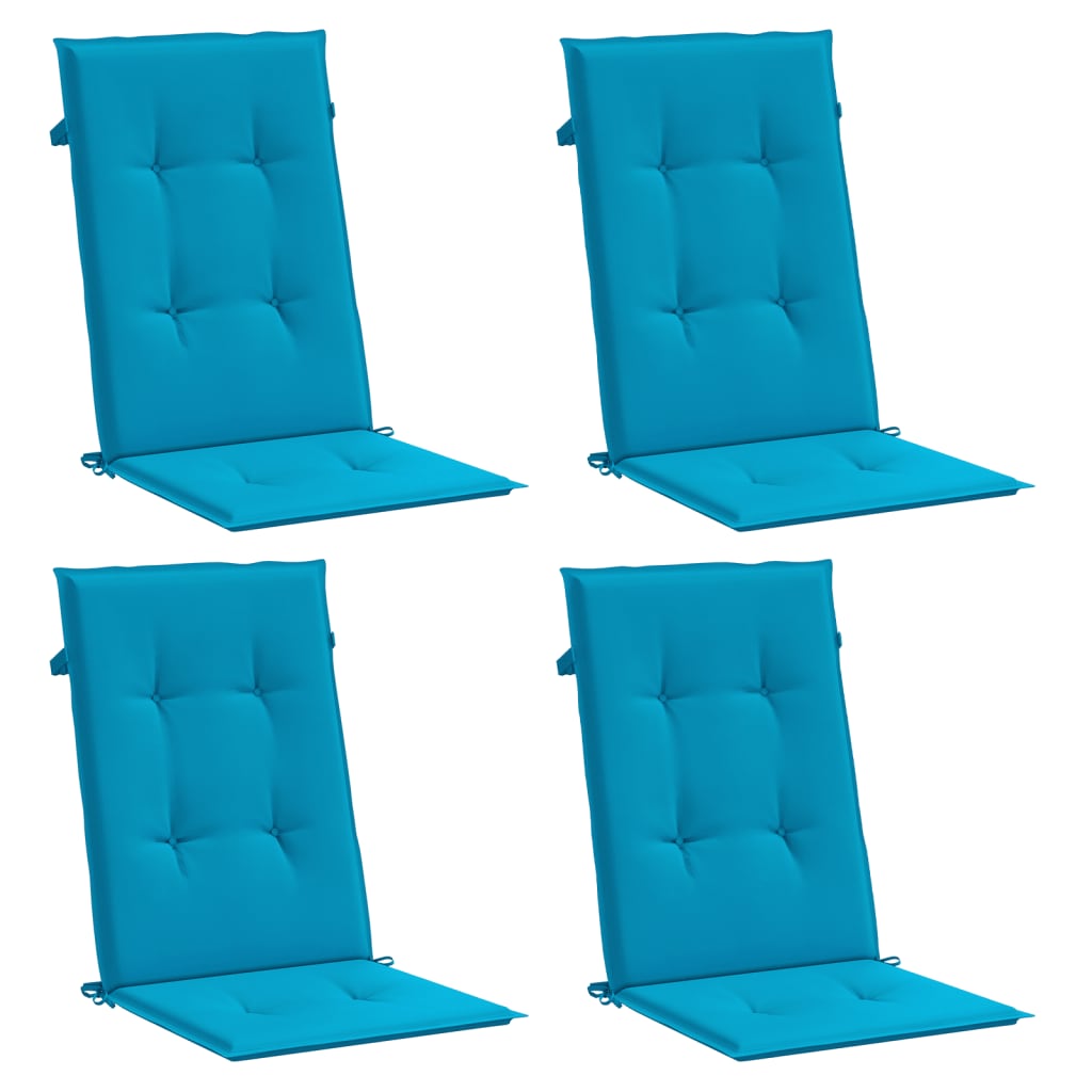 VidaXL Gartenstuhlkissen, 4 Stück, hohe Rückenlehne, 120 x 50 x 3 cm, Stoff, blau
