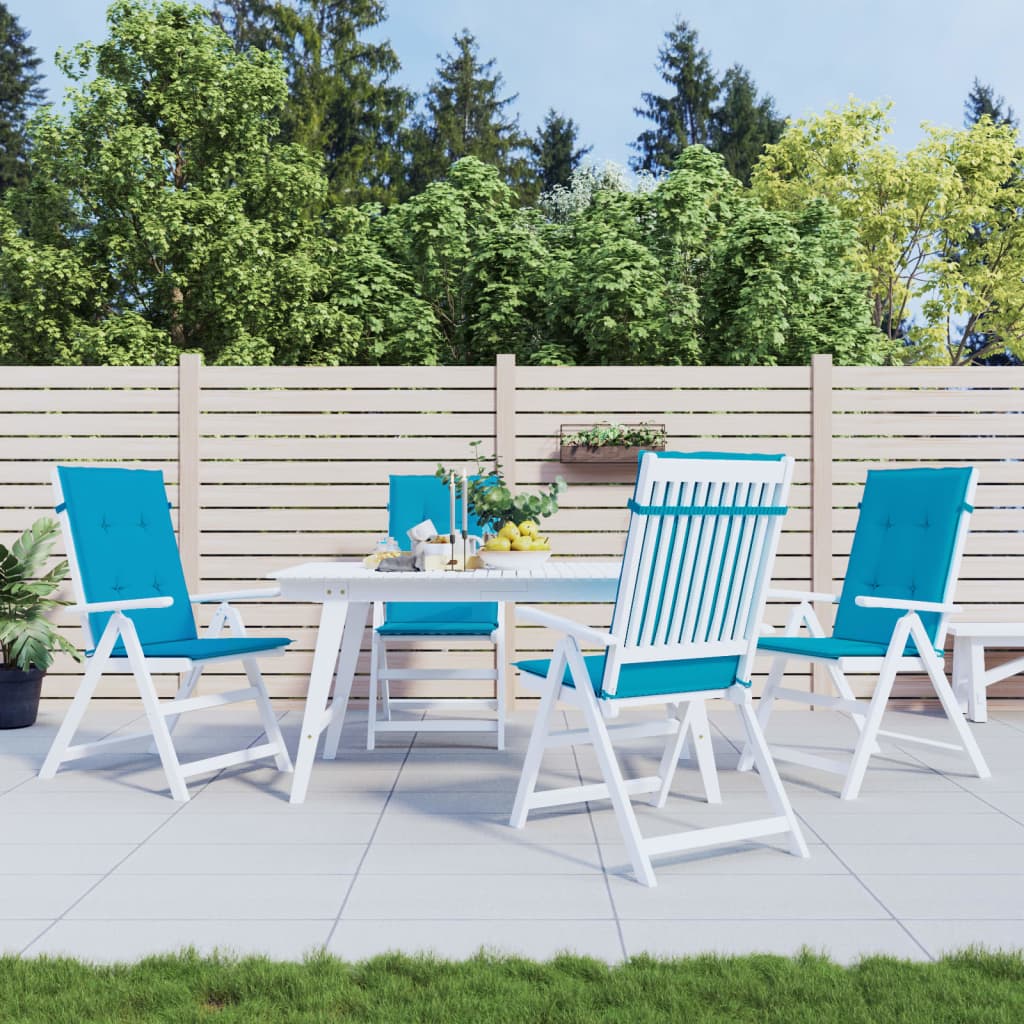 VidaXL Gartenstuhlkissen, 4 Stück, hohe Rückenlehne, 120 x 50 x 3 cm, Stoff, blau