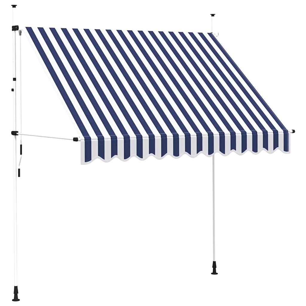 Vidaxl luifel handmatig uittrekbaar 250 cm blauw en witte strepen