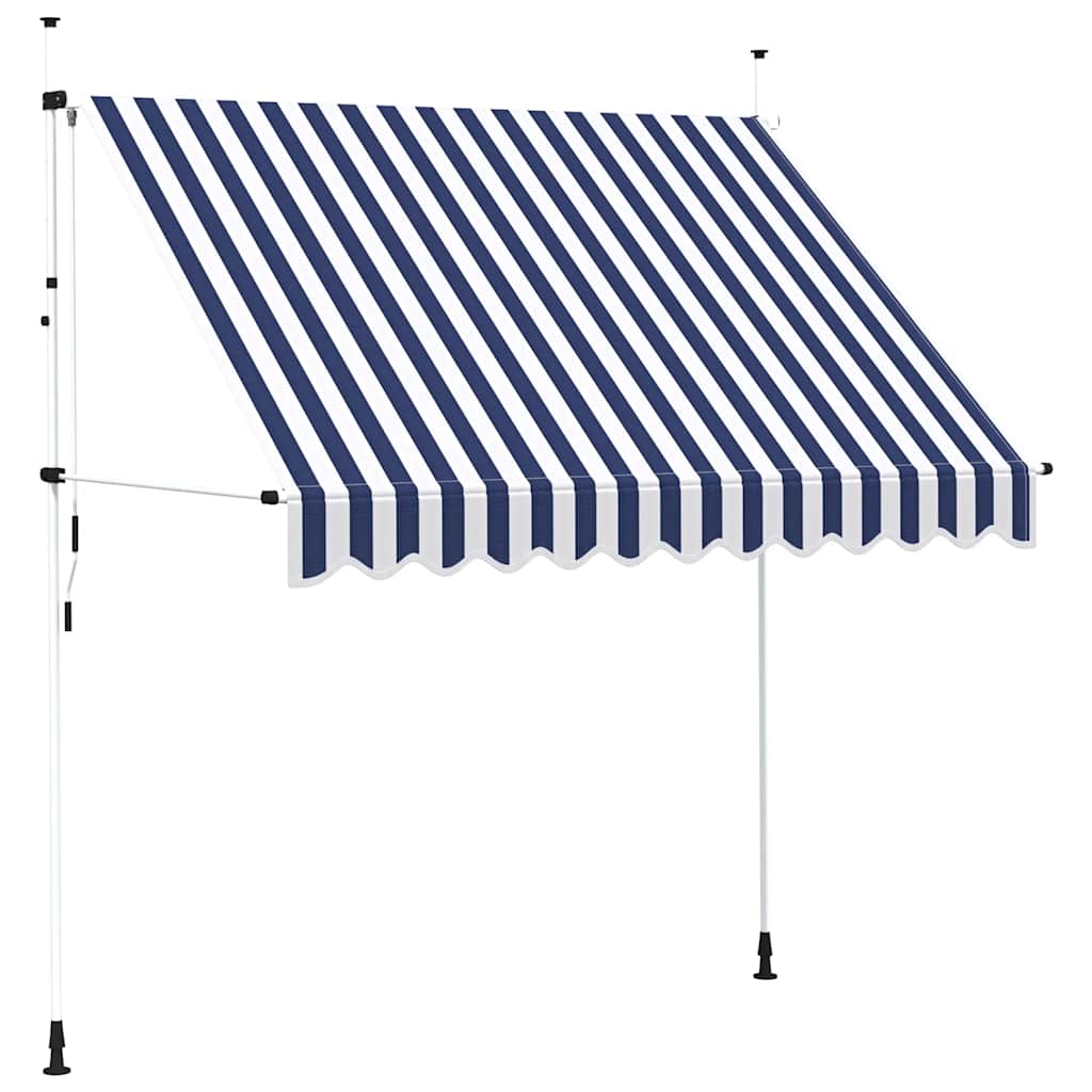 Vidaxl-Vordach, handgefertigt, 250 cm, blau-weiß gestreift
