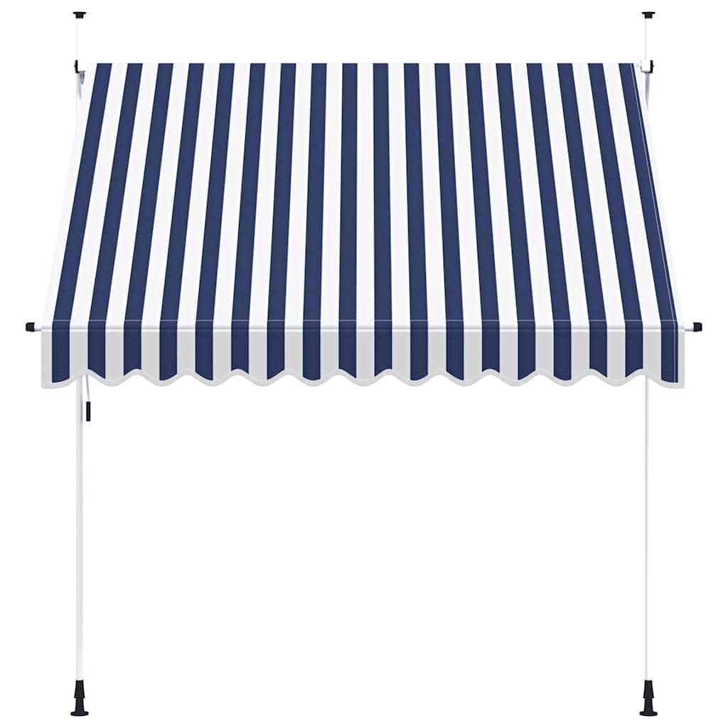 Vidaxl luifel handmatig uittrekbaar 250 cm blauw en witte strepen