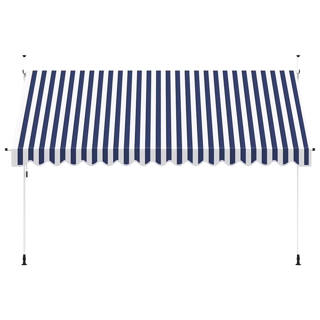 Vidaxl luifel handmatig uittrekbaar 400 cm blauw en witte strepen