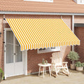 Vidaxl-Markise erstreckt sich manuell über 350 cm. Orange-weiße Streifen